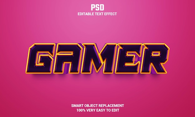 Gamer 3d bearbeitbarer Texteffekt mit Hintergrund Premium Psd
