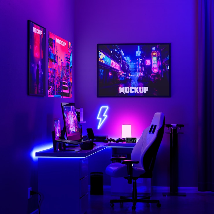 PSD gamer-raum-mockup-design
