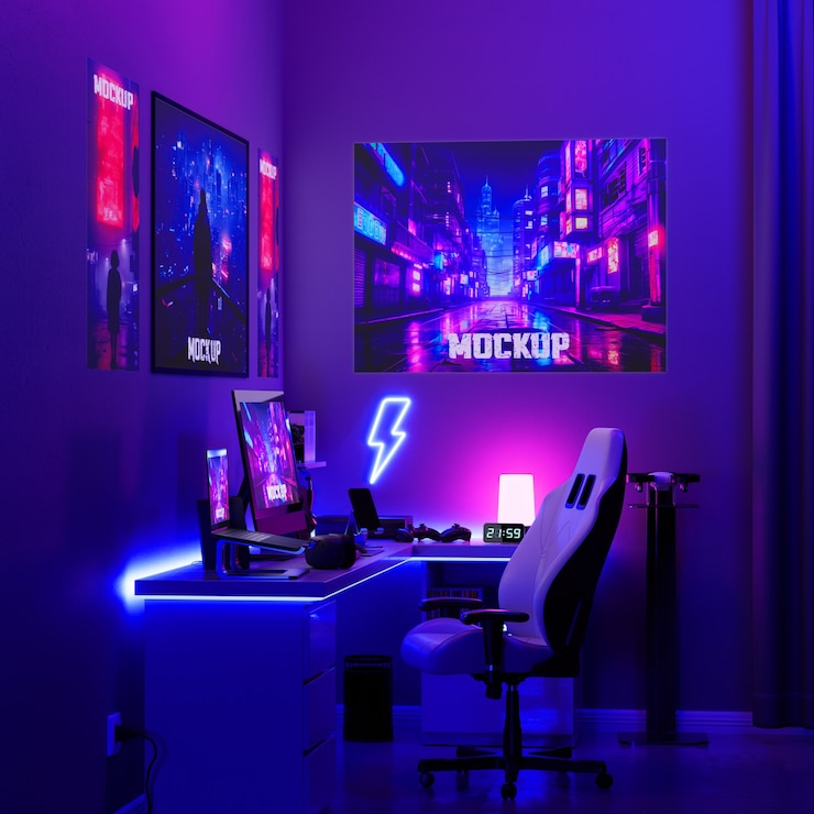 PSD gamer-raum-mockup-design