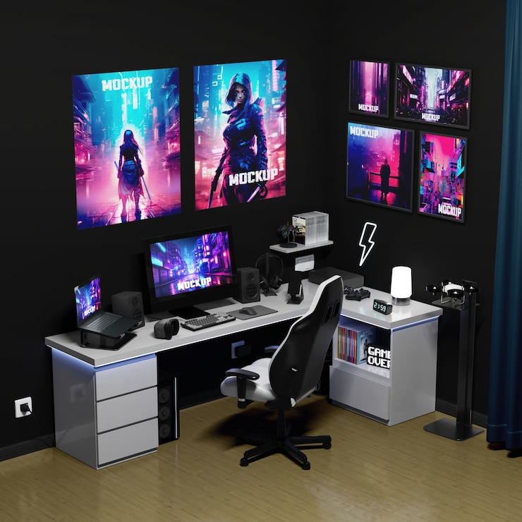PSD gamer-raum-mockup-design