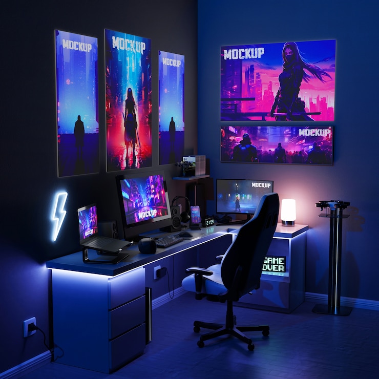 PSD gamer-raum-mockup-design