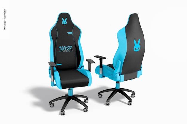 Gaming chair mockup vorder- und rückansicht