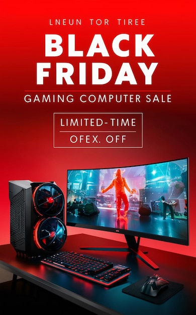 Gaming computer black friday super sale social media post design template (template de design de postagem de mídia social)