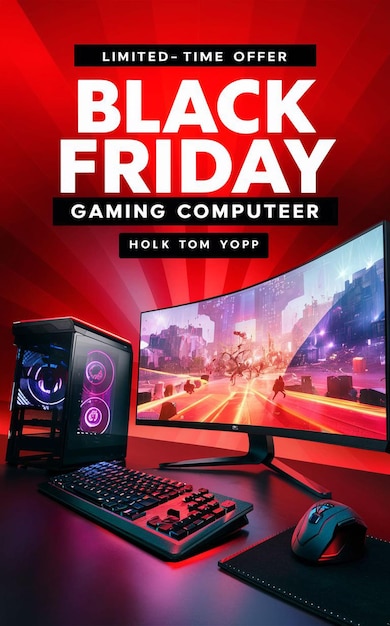 Gaming computer black friday super sale social media post design template (template de design de postagem de mídia social)