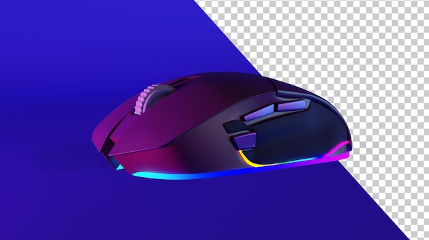 Gaming-Maus isoliert auf weißem Hintergrund Maus mit RGB-Licht 3D-Render