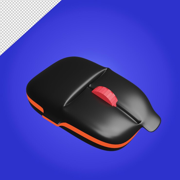 PSD gaming mouse with rgb light 3d illustration with transparent background