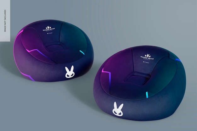 Gaming pouf set mockup