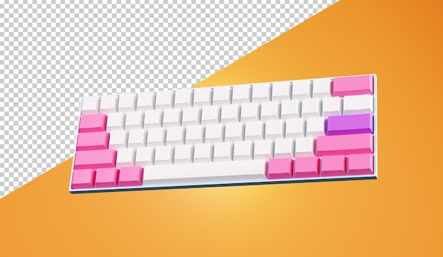 Gaming-Tastatur 3D-Rendering Monochromes Tastaturlayout mit rosa Tasten Gaming-Zubehör