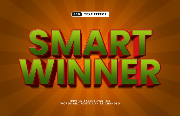 ganador inteligente efecto de texto editable con estilo de texto inteligente y niños