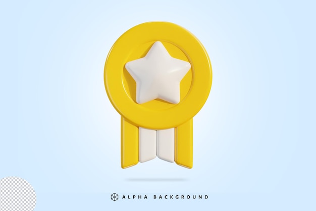 ganador medalla con estrella premio icono 3d rendering vector ilustración