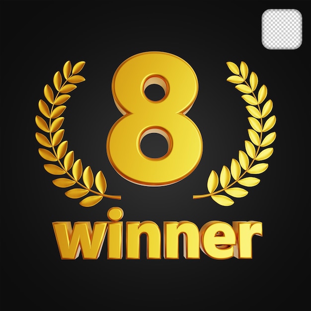 Ganador número 8 Premio hoja 3d ilustración