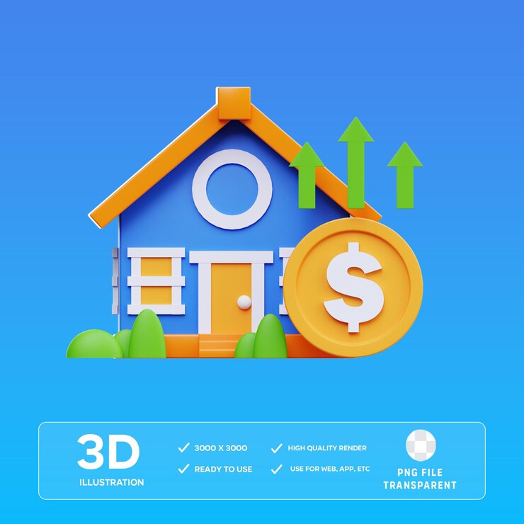 Ganancias de la inversión en el hogar de PSD Ilustración 3D