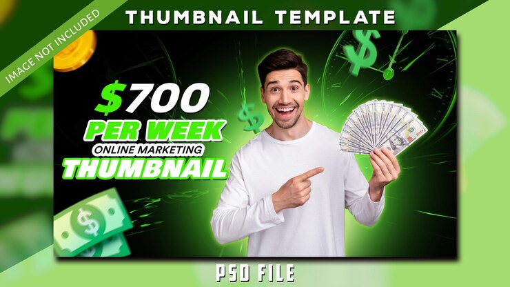 Ganar dinero en línea miniatura de YouTube y diseño de banner web completamente editable