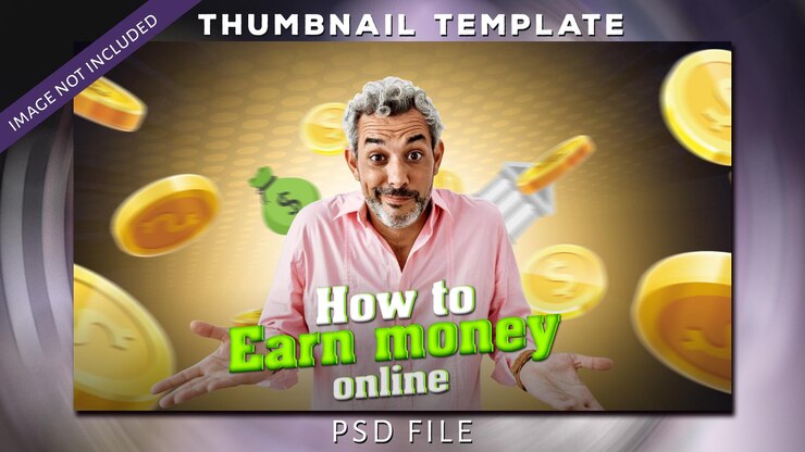 PSD ganar dinero en línea miniatura de youtube y diseño de banner web completamente editable
