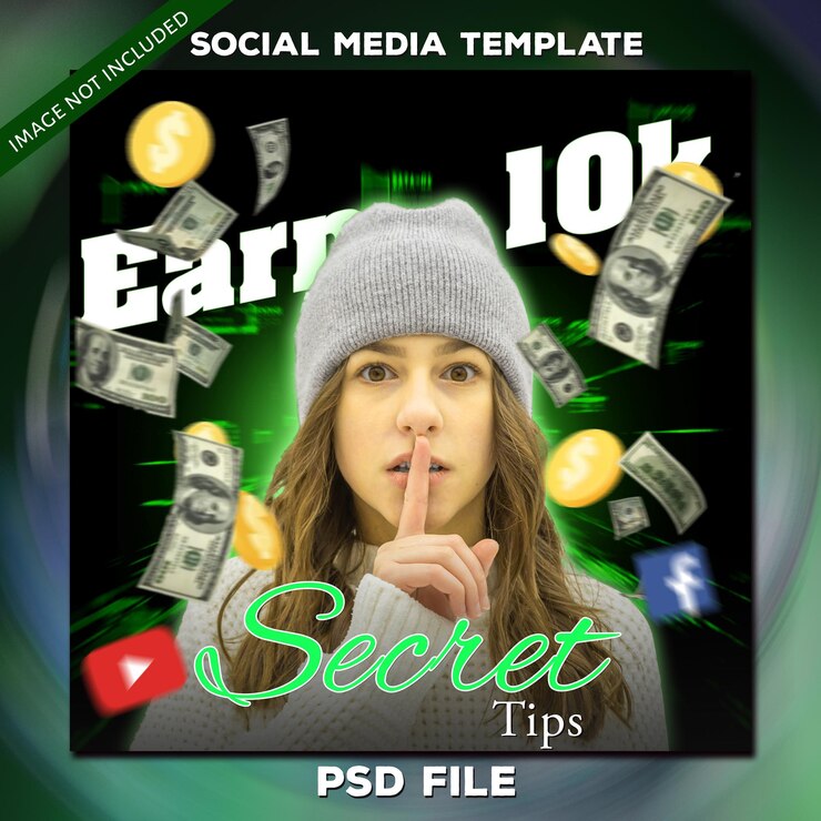 Ganar dinero en línea Template de redes sociales y diseño de banners web