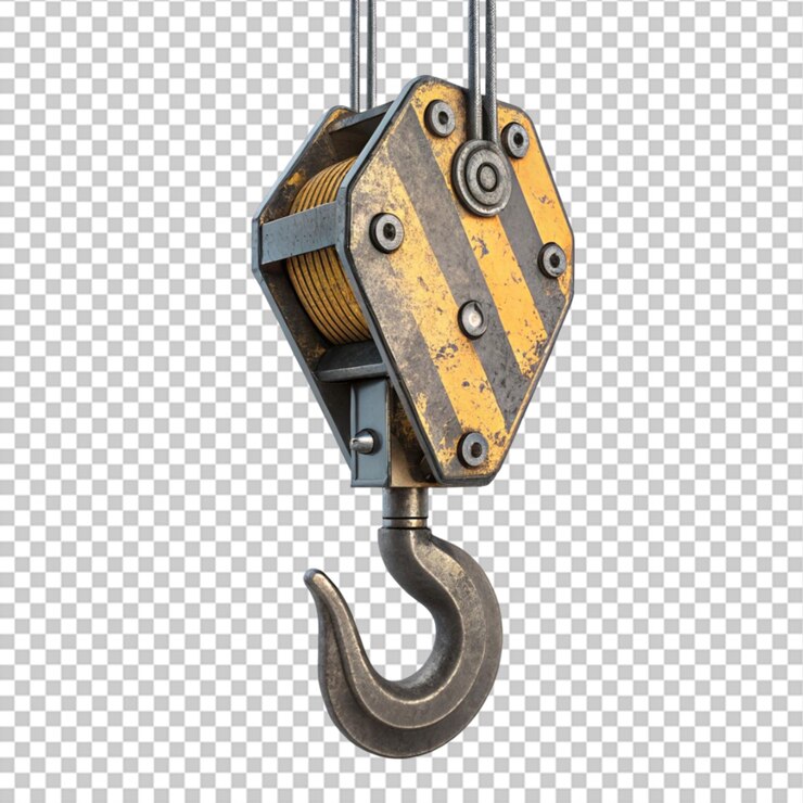 PSD gancho de la grúa en fondo transparente renderización 3d