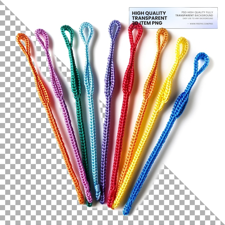 PSD ganci per la creazione di tessuto da filato ganci per il crochet su sfondo trasparente