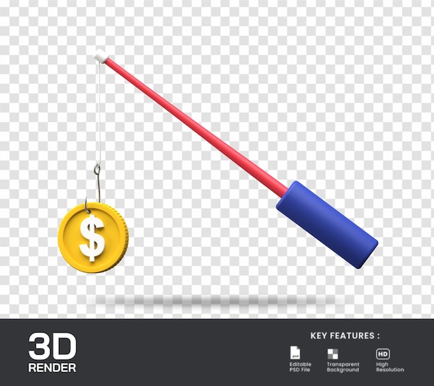 Gane la ilustración 3d de la moneda del dólar