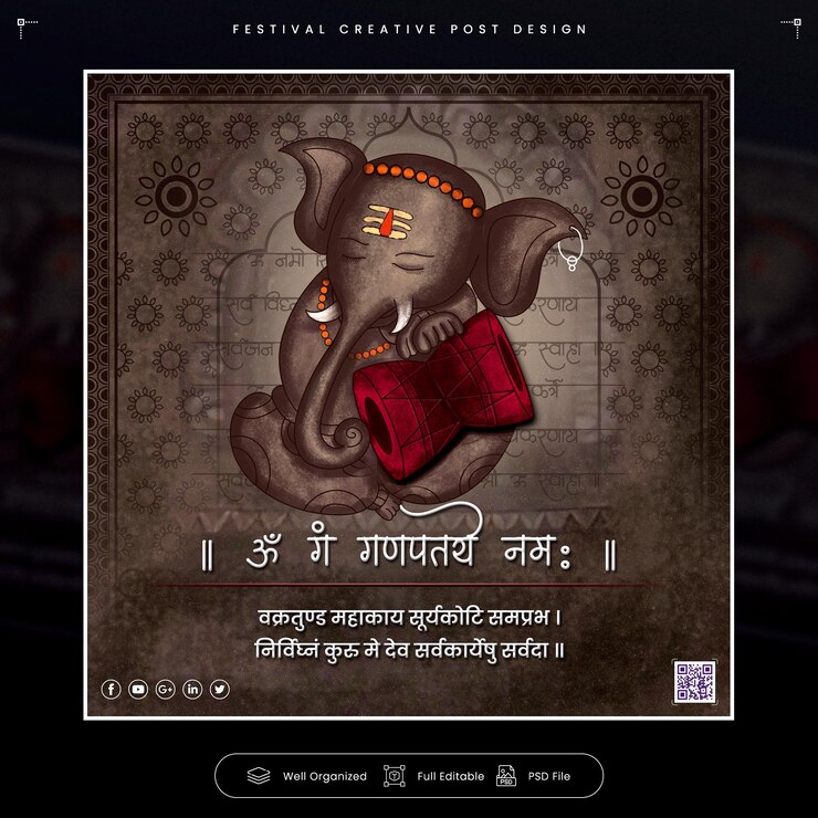PSD ganesh chaturthi arte digital creativo plantilla de publicaciones en las redes sociales