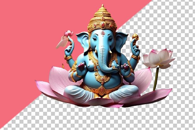 Ganesh, Le Dieu Hindou De La Sagesse Et De La Prospérité, Est Assis Sur Une Fleur De Lotus Dans Un étang.