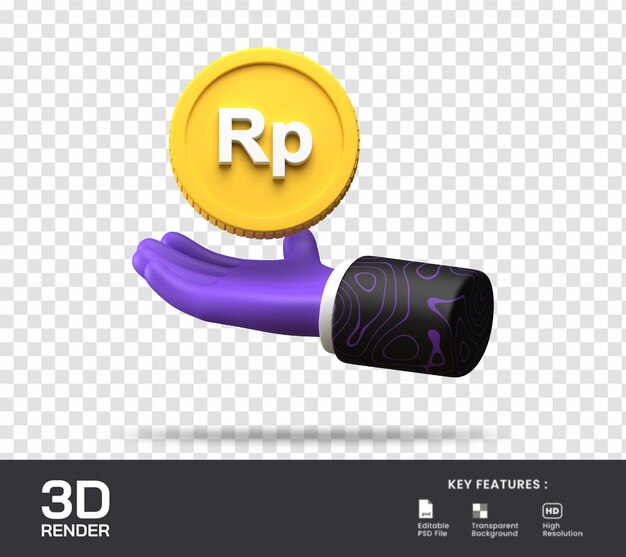 Ganhe a ilustração 3d do dinheiro da rupia