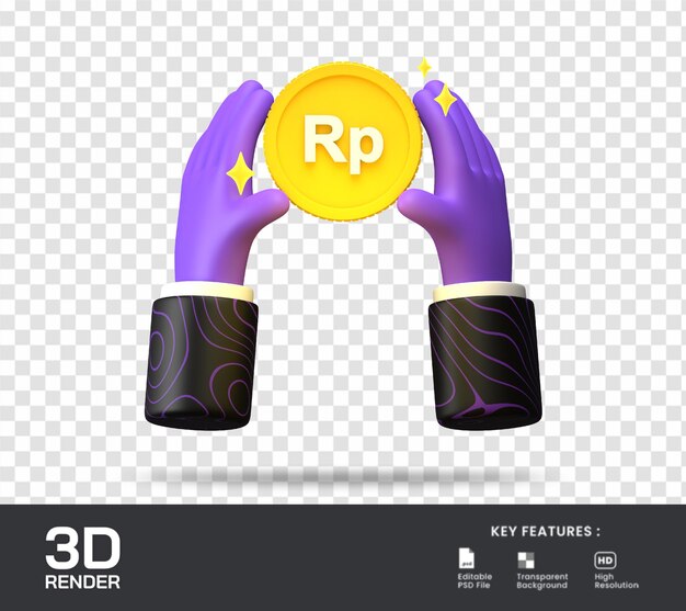 Ganhe a ilustração 3d do dinheiro da rupia