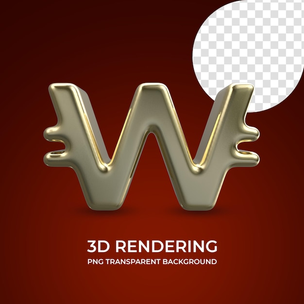 PSD ganhou o símbolo de moeda 3d renderizando fundo transparente isolado