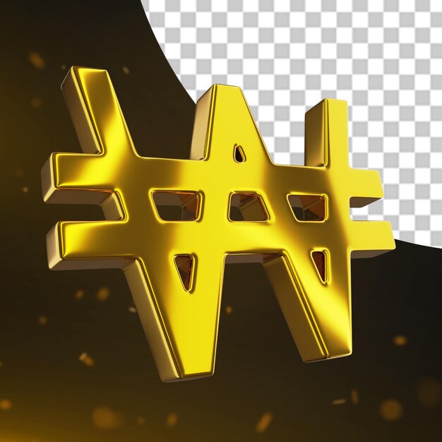 Se ganó el signo de la moneda de oro Render 3D