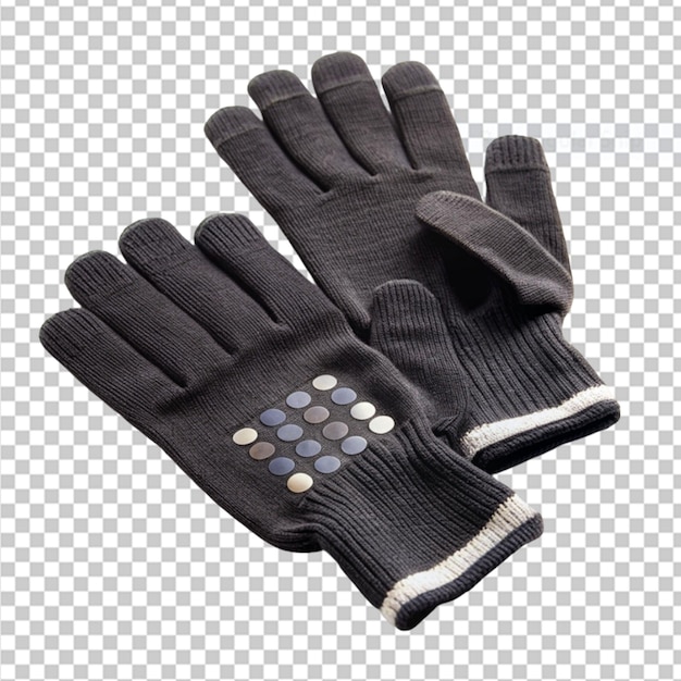 PSD gants noirs avec des doigts conducteurs pour le toucher sur fond transparent