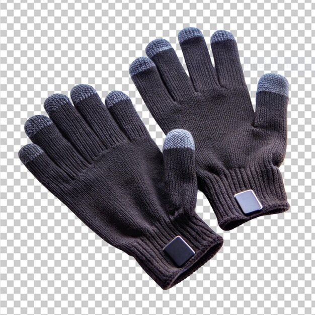 Gants Noirs Avec Des Doigts Conducteurs Pour Le Toucher Sur Fond Transparent