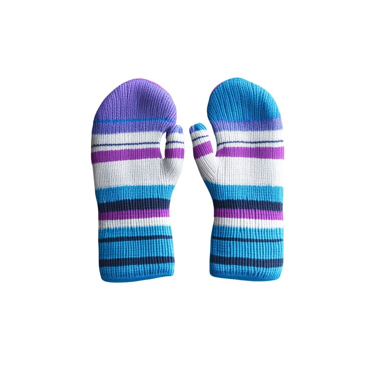 PSD des gants à rayures colorées à tricoter sans doigts pour l'hiver