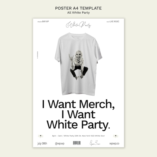 PSD ganz weiße party-plakatvorlage