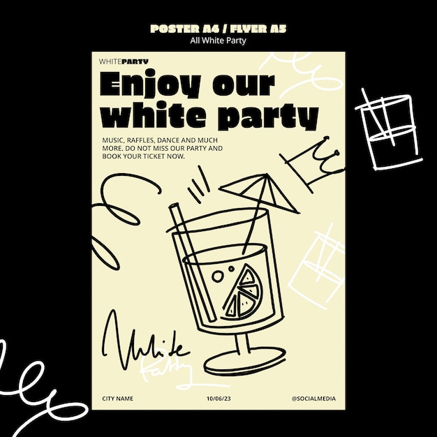 Ganz weiße Party-Plakatvorlage