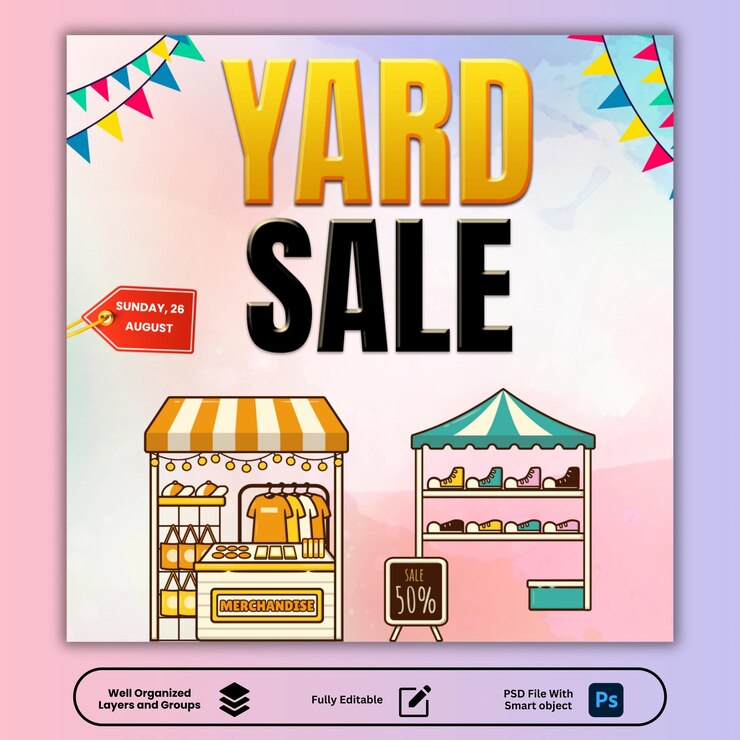 PSD garage sale social media and instagram post design template