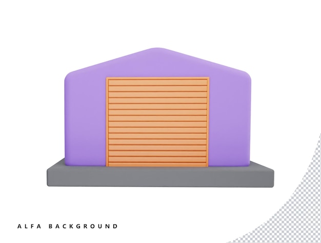 Garaje con estilo minimalista de dibujos animados de icono de vector 3d