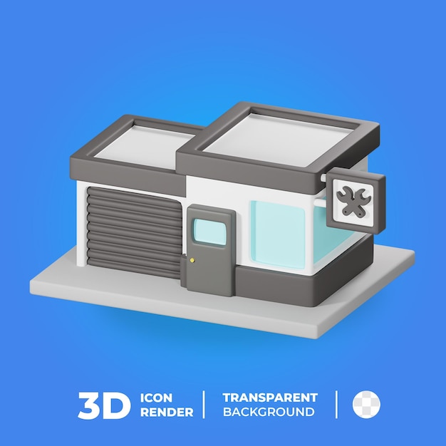 PSD garaje de reparación de edificios isométricos