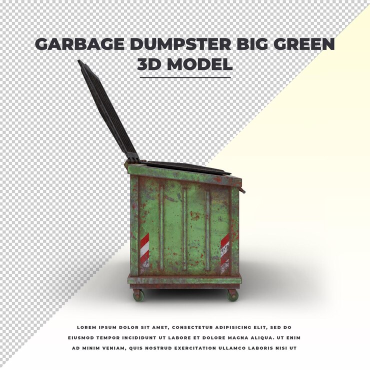 PSD garbage dumpster big green