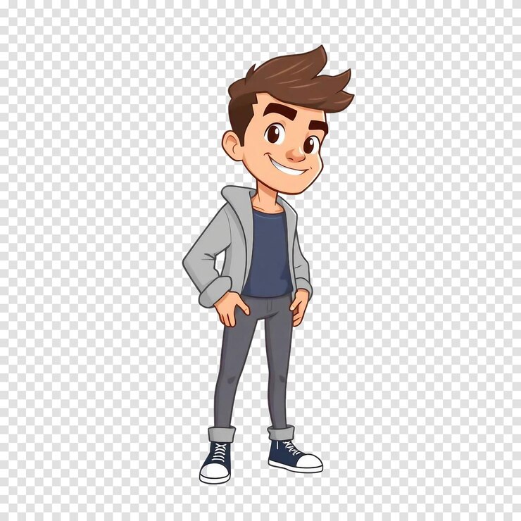 PSD le garçon de dessin animé souriant