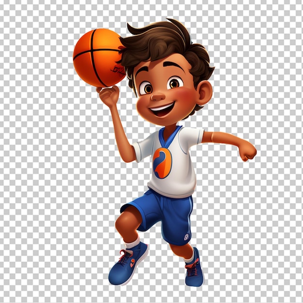 Un Garçon Joueur De Basket-ball Court Avec La Balle Un Petit Enfant Joue Au Basket-ball Illustration Vectorielle Isolée Sur Un Profil Plat De Vue Latérale Blanche