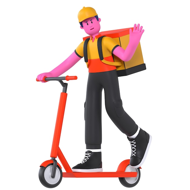 Garçon de livraison autopédié livreur de colis courrier