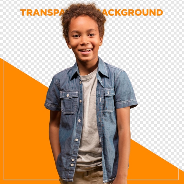 Un garçon souriant posant pour une photo avec un fond transparent