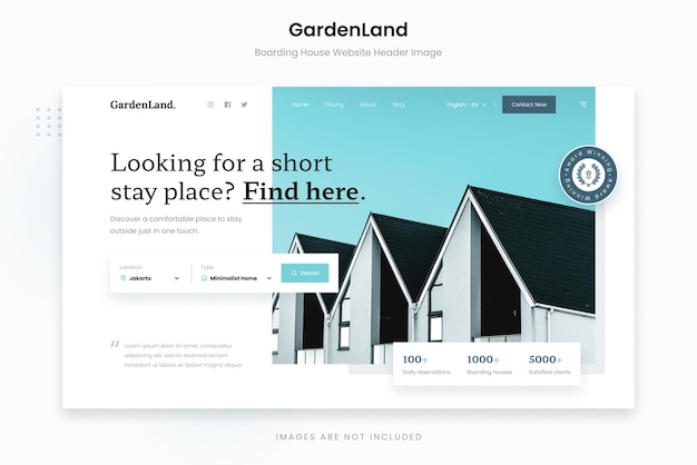 PSD gardenland boarding house website-kopfzeilenbild