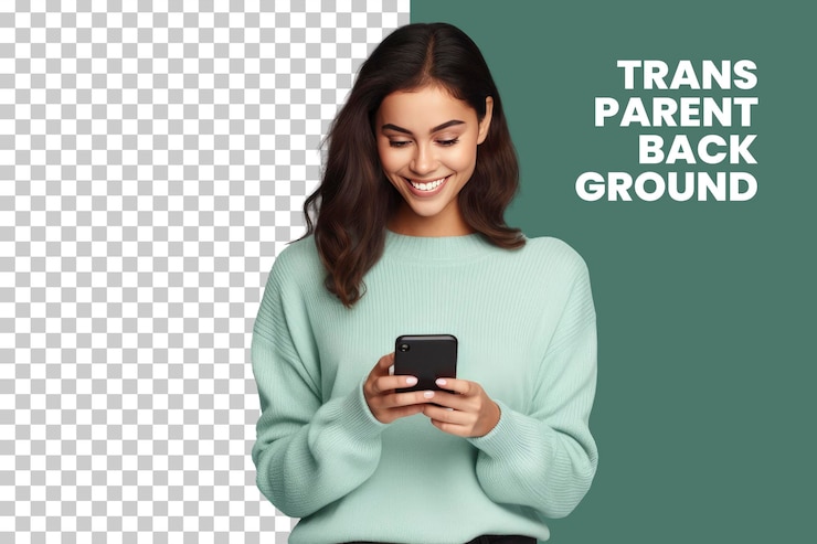 PSD garota bonita com cabelo bonito vestindo suéter casual fundo transparente