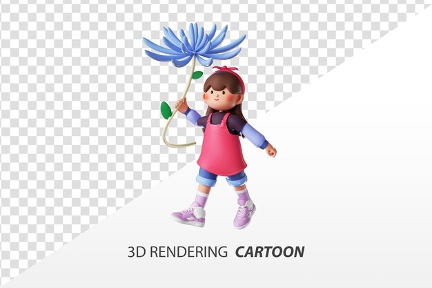 PSD garota de desenho animado de renderização 3d