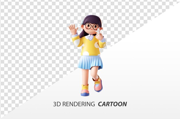 Garota de desenho animado de renderização 3d