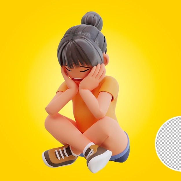 Garotas sexy expressando emoções negativas desagradaram a ilustração de desenho animado 3d