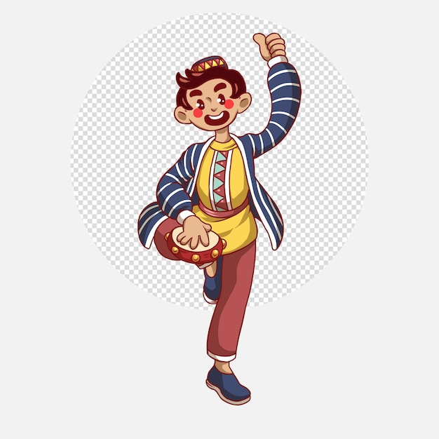 Garoto em personagens de desenhos animados de roupas asiáticas tradicionais isolaram ilustração plana