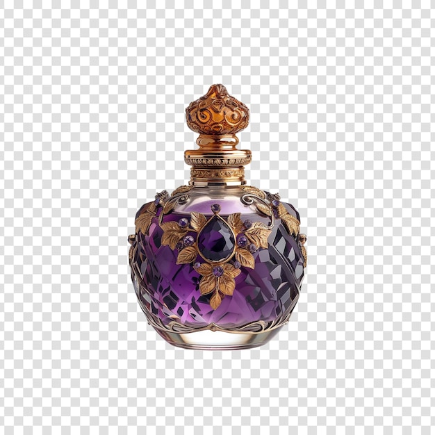 PSD garrafa de perfume de luxo isolada em fundo transparente