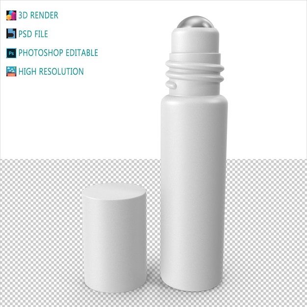 Garrafa de rolos cosméticos 3D Render PSD