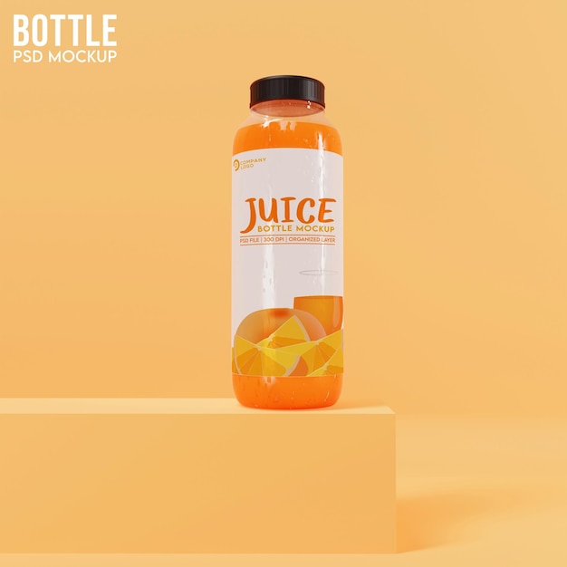 PSD garrafa de suco fresco frio de maquete 3d realista